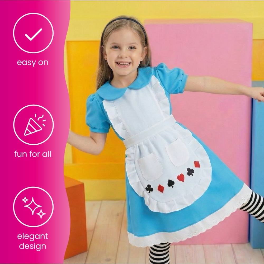 Girls Alice In Wonderland Costume (Choose Accessories)