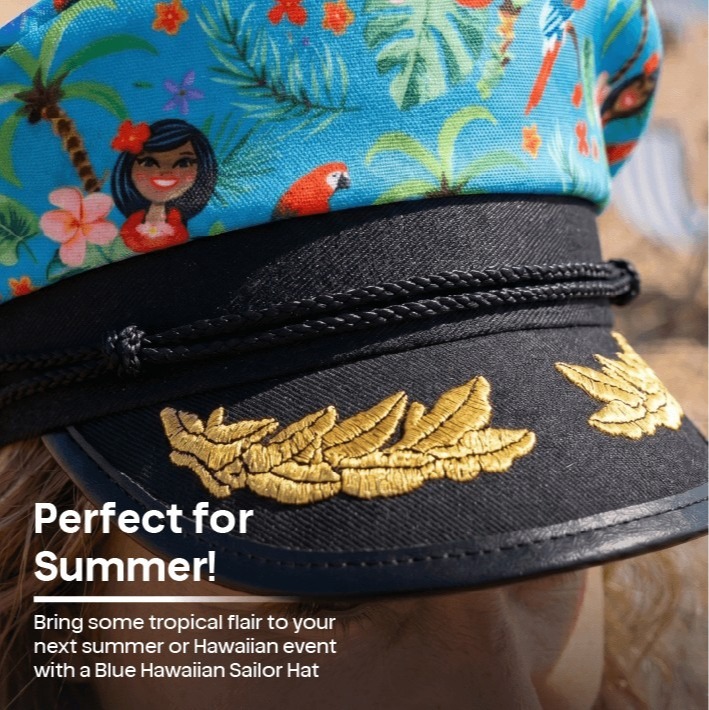 Blue Hawaiian Print Hat