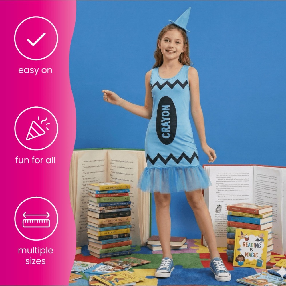 Girls Blue Crayon Dress