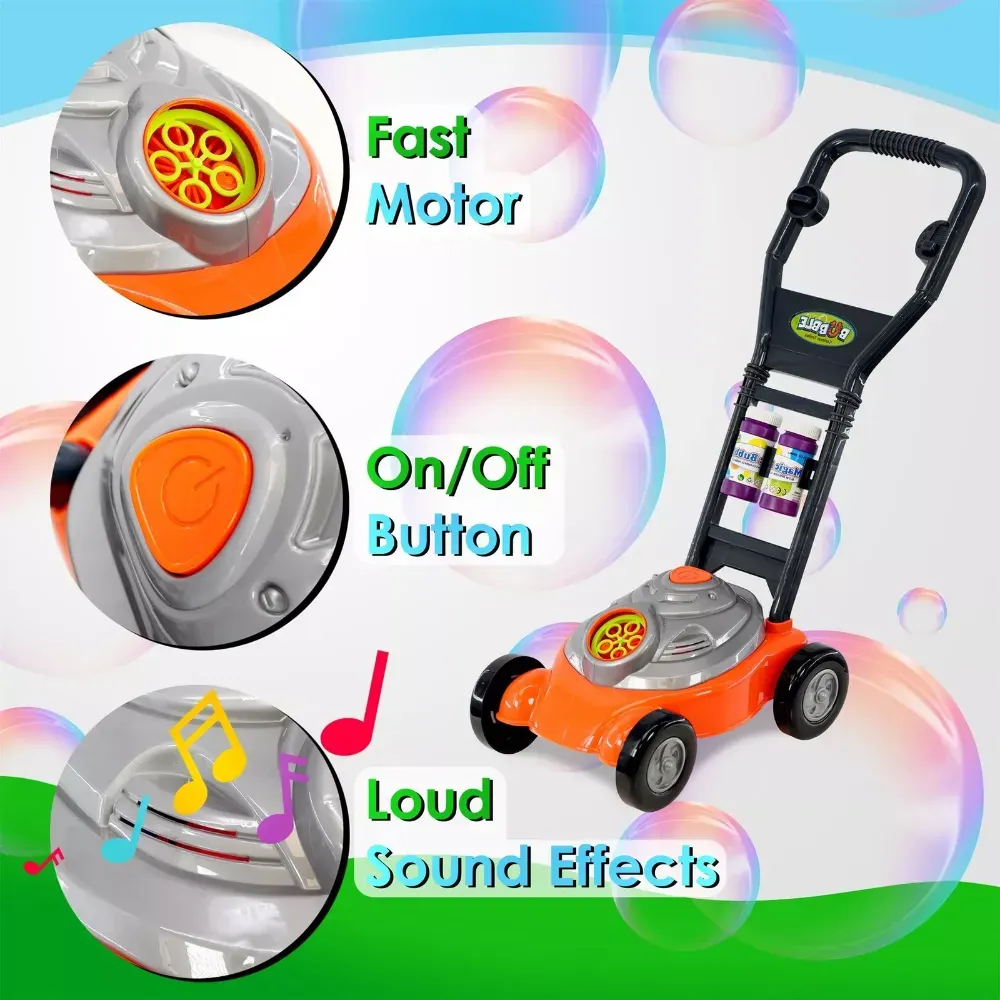 Push Bubble Mower Toy for Kids with Bubble Machine & 2 Bottles