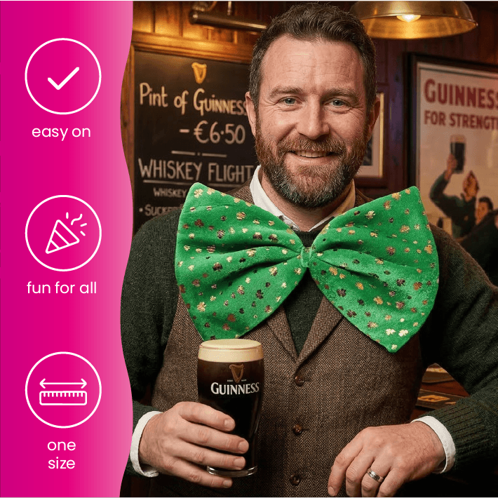 Giant Green Bowtie with Shamrock Detail