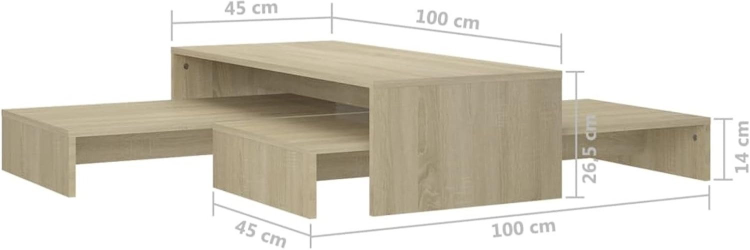 Modern Nesting Coffee Table Set Space-Saving Sonoma Oak-2
