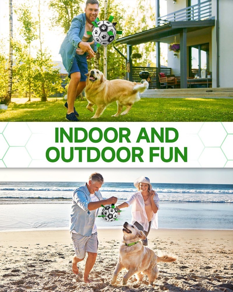 Interactive Dog Football with Grab Tabs, Durable Water Toy for Small Dogs