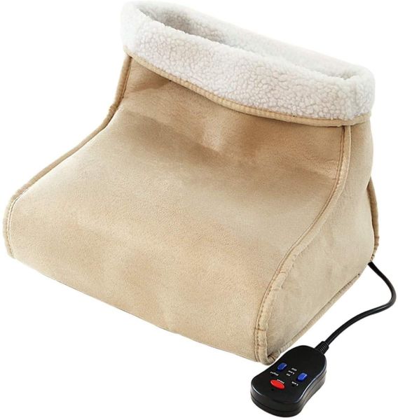 2 in 1 Electric Foot Feet Massager Warmer Heated Comfort Fleece Suede Relaxing Gift Faux Shearling Cosy Snug