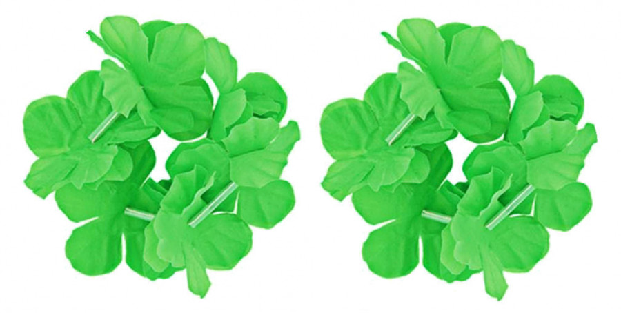 2 Lime Green Hawaiian Flower Wristbands