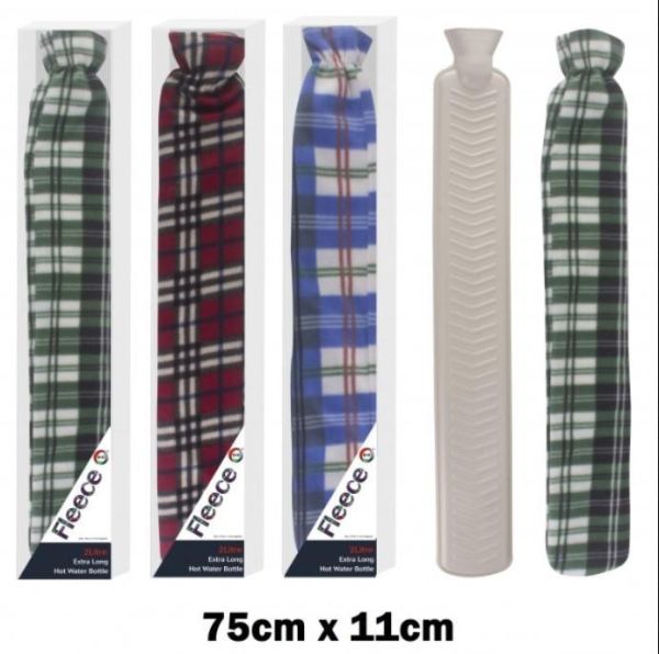 2 Litre Extra Long Hot Water Bottle Soft Fleece Material Cover Pukkr