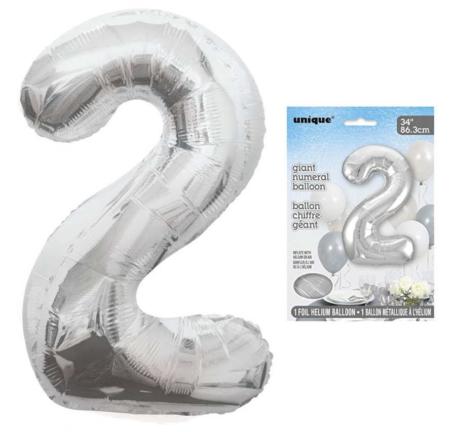 Click to view product details and reviews for 2 Silver Giant Numeral Balloon.
