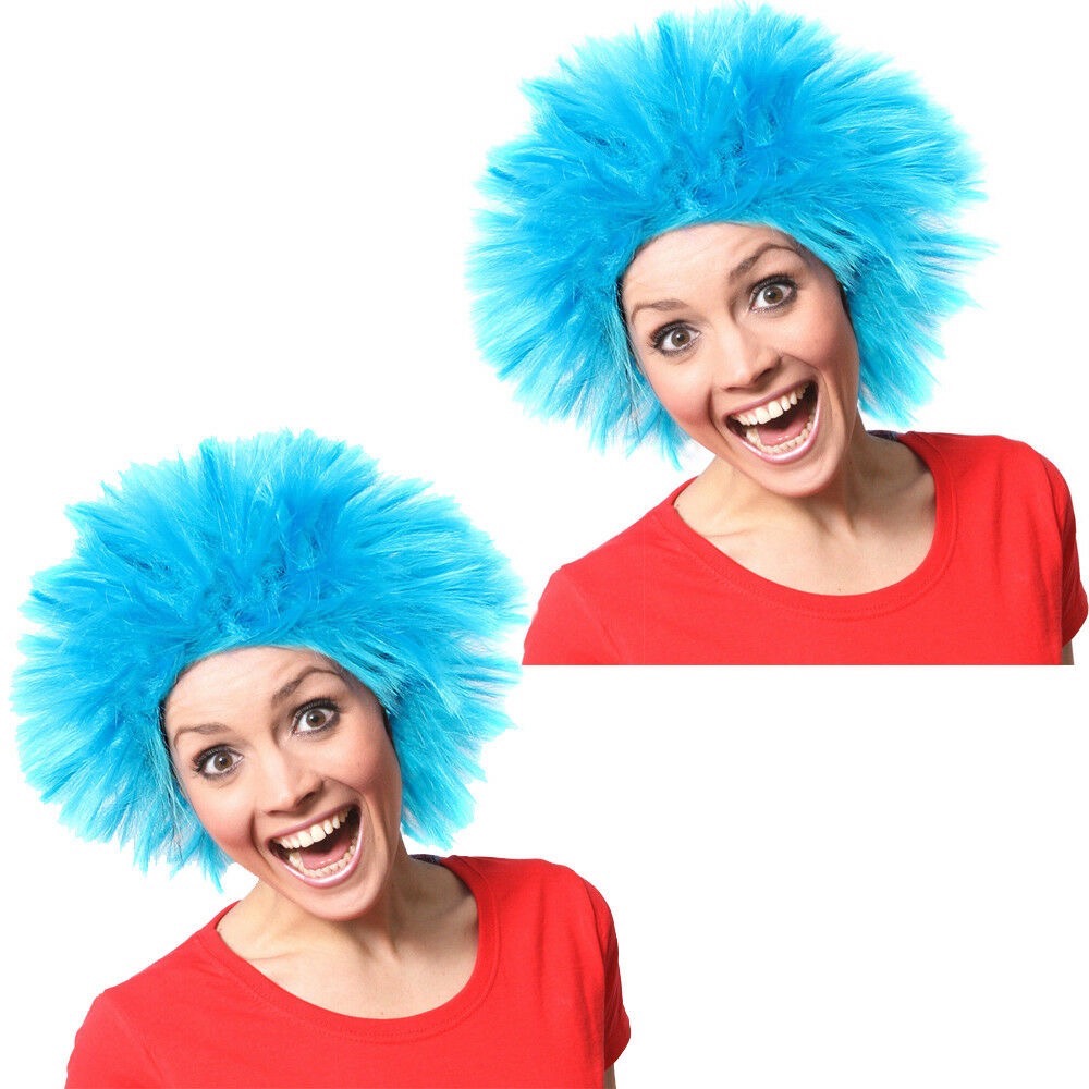 2 X Blue Spike Wig Thing 1 Thing 2