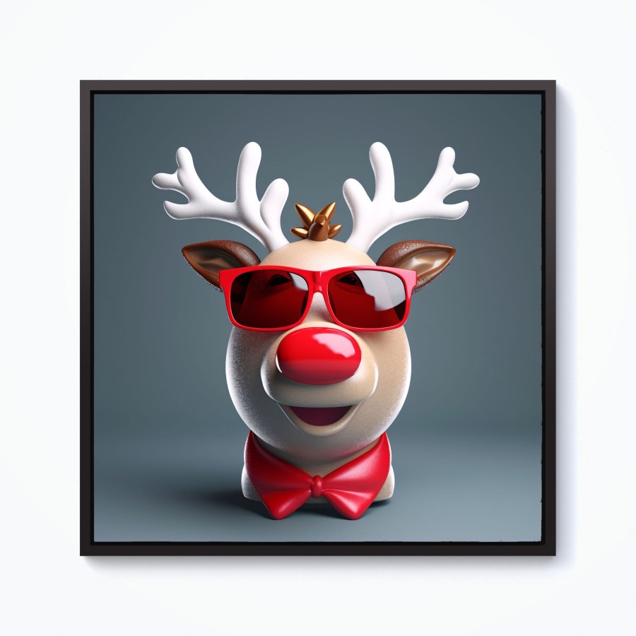 Click to view product details and reviews for Rudolph In Red Glasses Framed Canvas 10 X 10 Black.