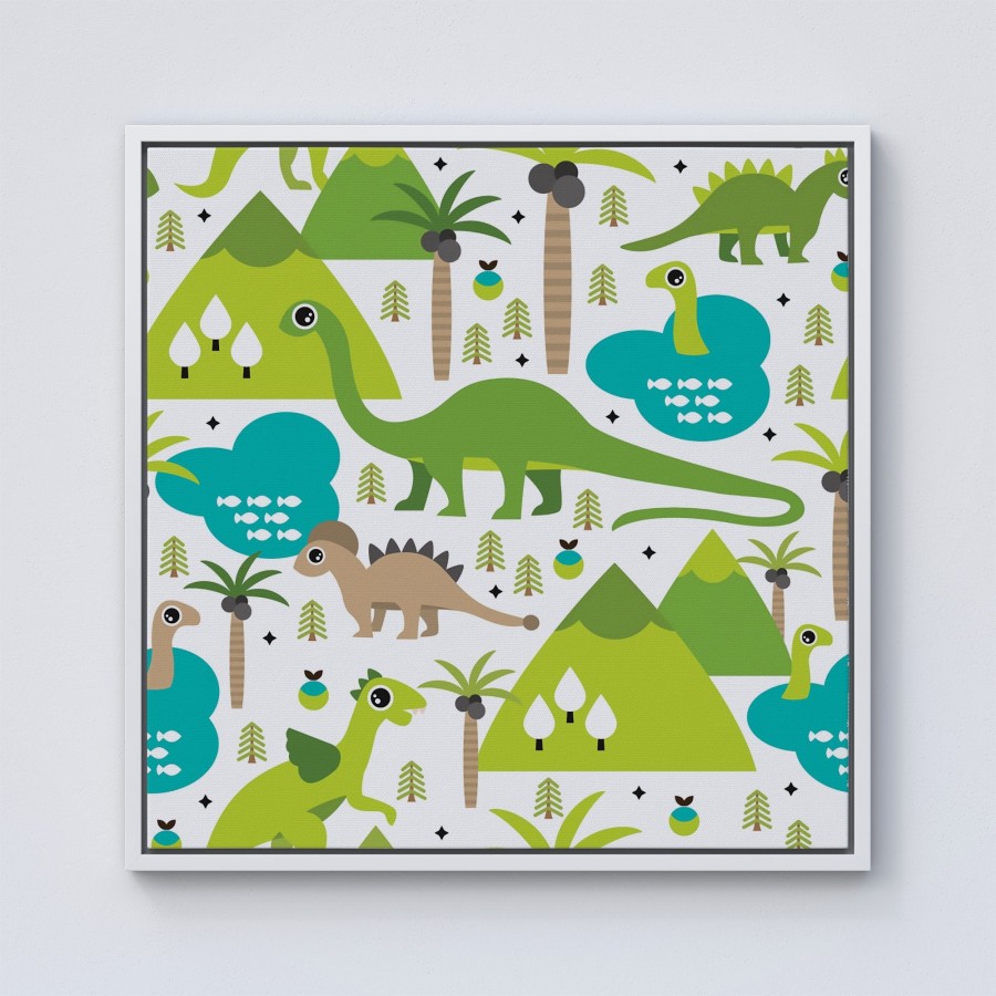 Click to view product details and reviews for Baby Dinosaur Print Framed Canvas 10 X 10 White.
