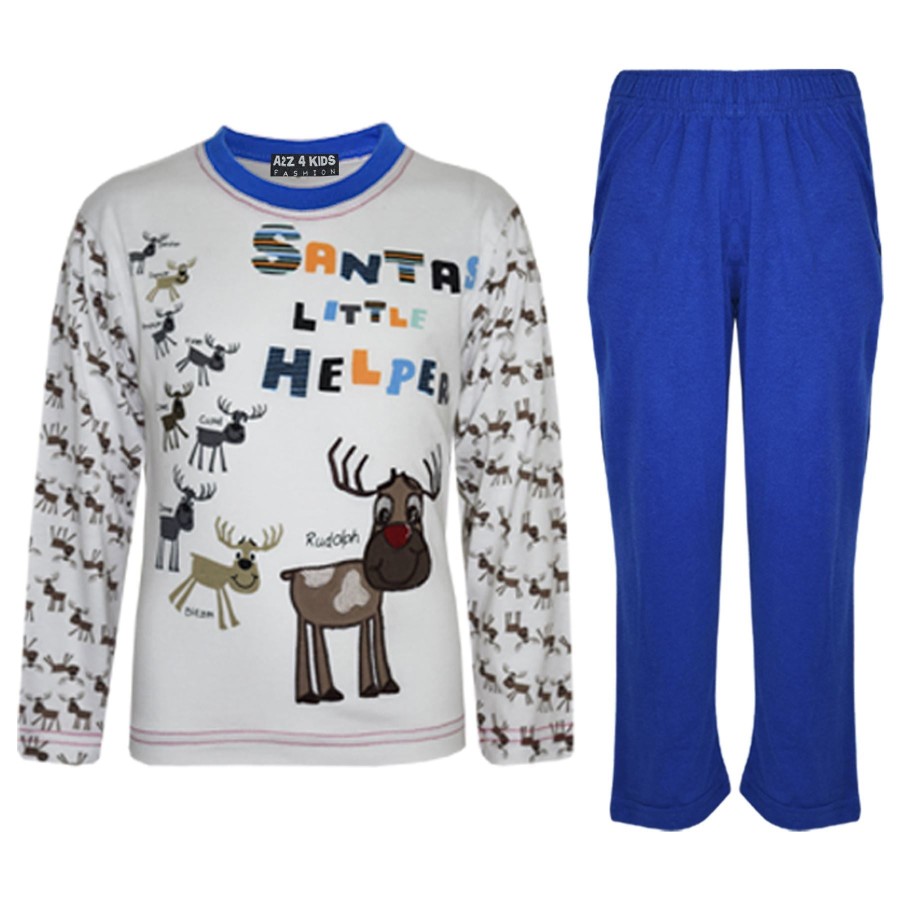 Click to view product details and reviews for Girls Boys Santas Little Helper Christmas Pyjamas Reindeer Rudolph Pjs Age 1 7 Years 5 6 Years Royal Blue.