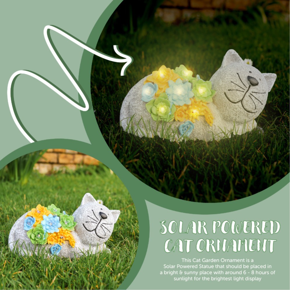Solar Cat Statue (11.5x22x15cm)