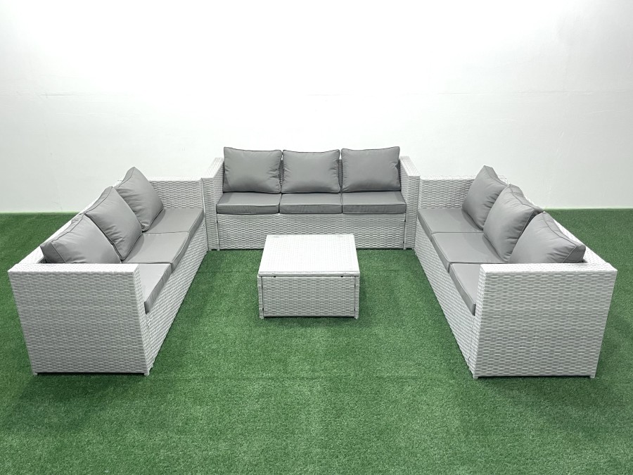 Click to view product details and reviews for Fimous Rattan Garden Outdoor Furniture Set 9 Seater Rattan Garden Sofa Set Light Grey Mixed.