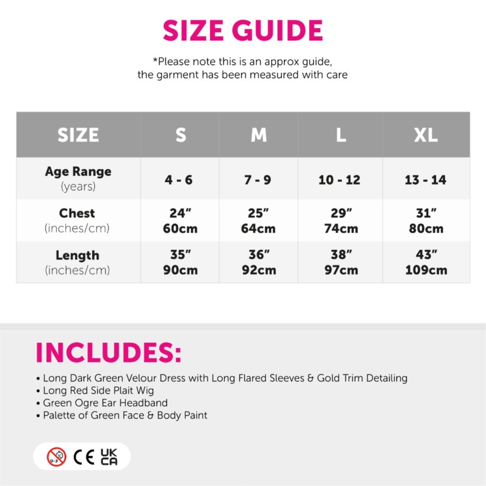 Girls Green Princess Ogre Costume