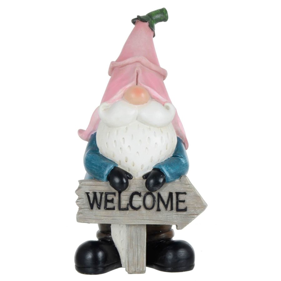 Click to view product details and reviews for Garden Gnome Standing Ornament Resin Outdoor Decoration Pink Hat.