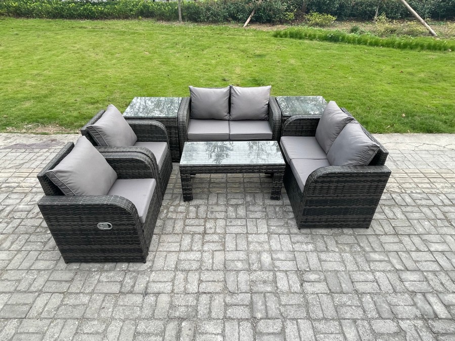 Fimous 7 Piece Rattan Garden Furniture Set Outdoor Patio Sofa, Table and Chairs Garden Table Ideal for Pool Side, Balcony, Outdoor and indoor Conservatory Patio Set