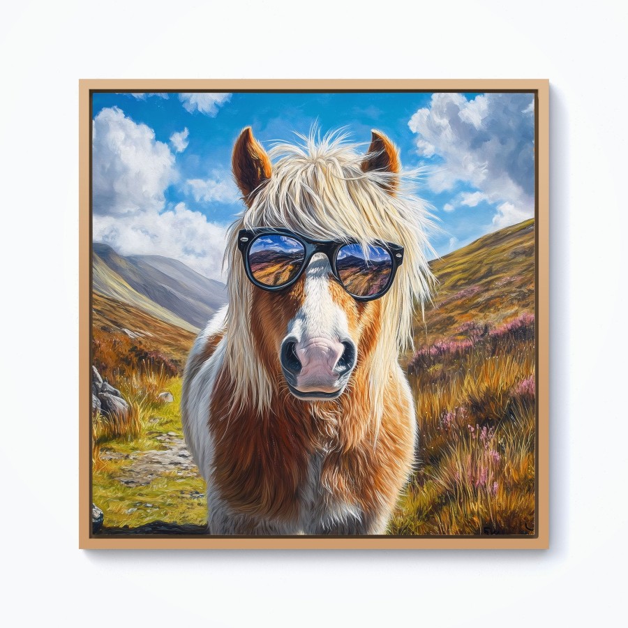 Click to view product details and reviews for Shetland Pony Wearing Glasses Framed Canvas 10 X 10 Pine.