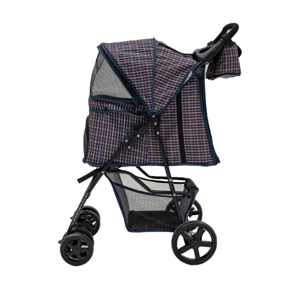 Monster Group (Uk) Ltd Pet Stroller With Rain Cover & Caddy Bag - Blue Tartan