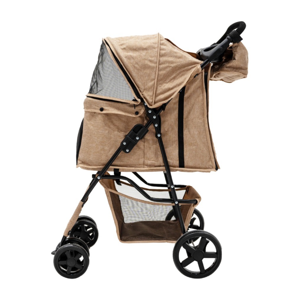 Monster Group (Uk) Ltd Pet Stroller With Rain Cover & Caddy Bag - Woven Beige