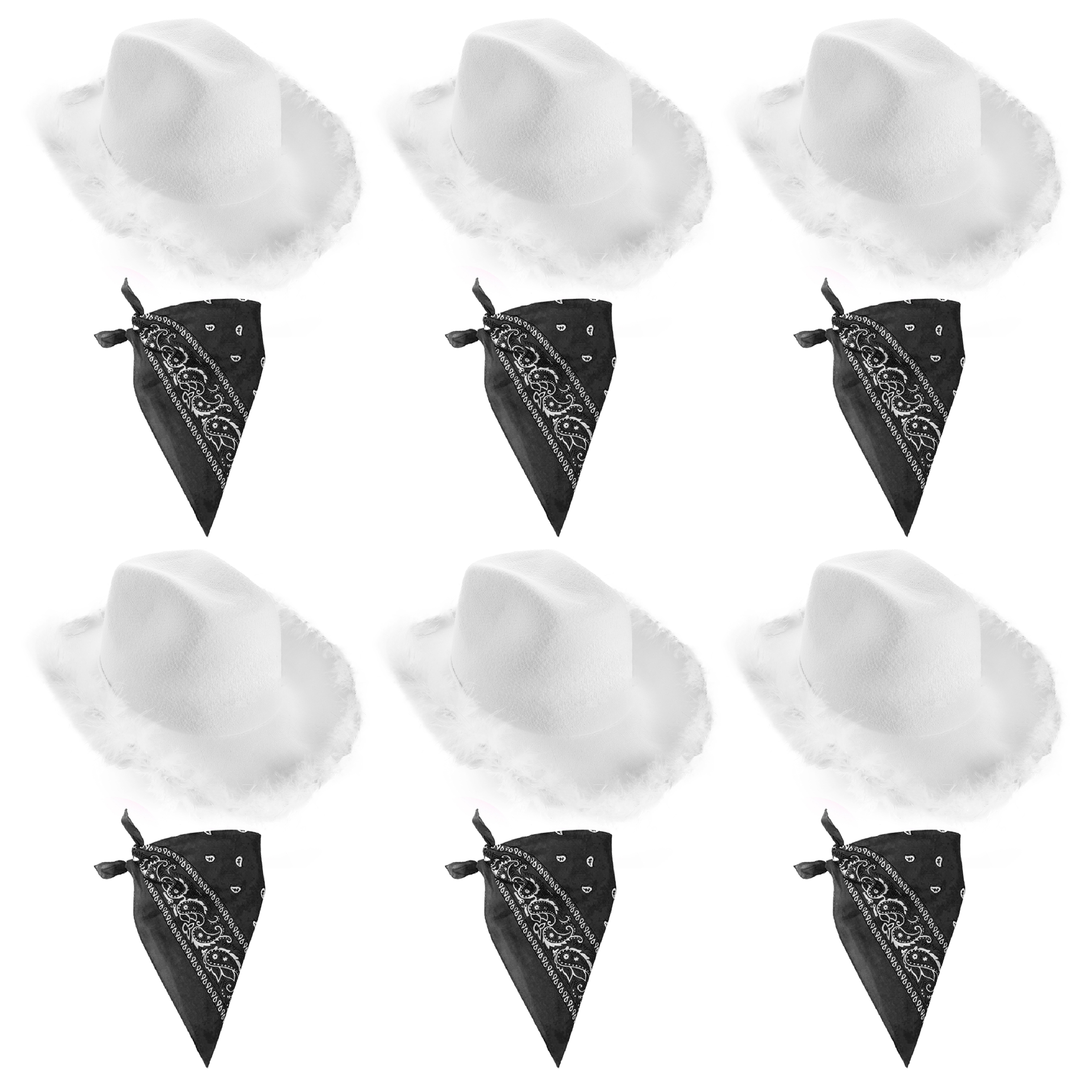 Click to view product details and reviews for White Cowboy Hat Black Bandana Pack Of 6.
