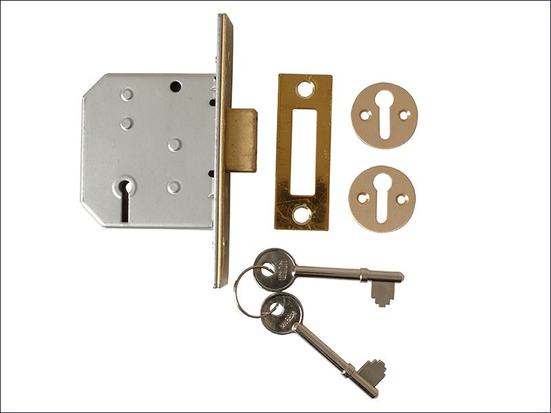 2177 3 Lever Mortice Deadlock Polished Brass 65mm 2.5in Visi UNNY2177PL25