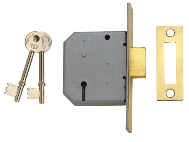 2177 3 Lever Mortice Deadlock Satin Chrome 65mm 2.5in Box UNNJ2177SC25