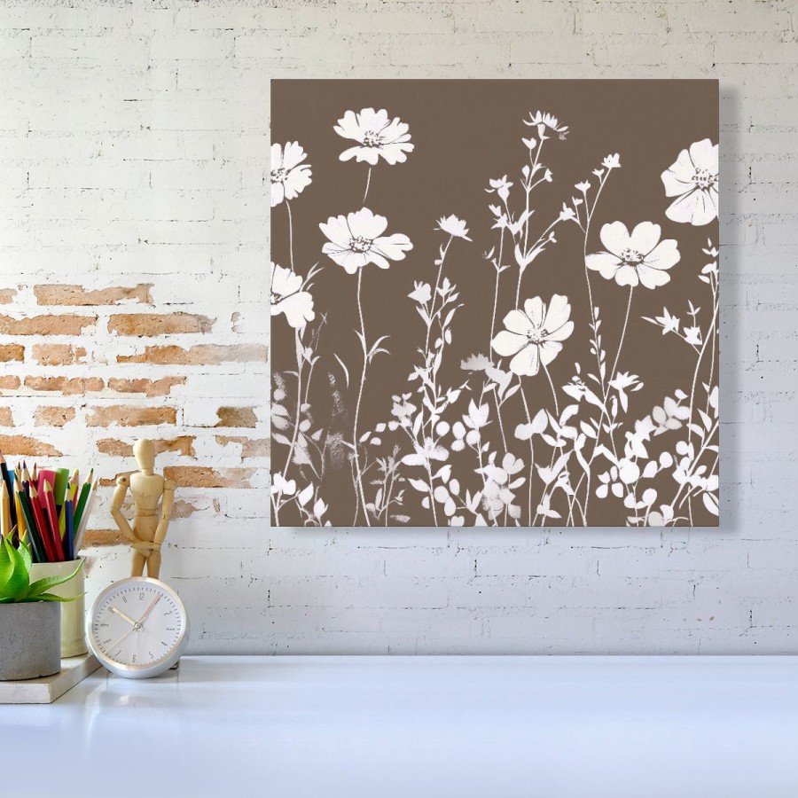 Click to view product details and reviews for Taupe And White Floral Silhouette Canvas Medium 16 X 16.