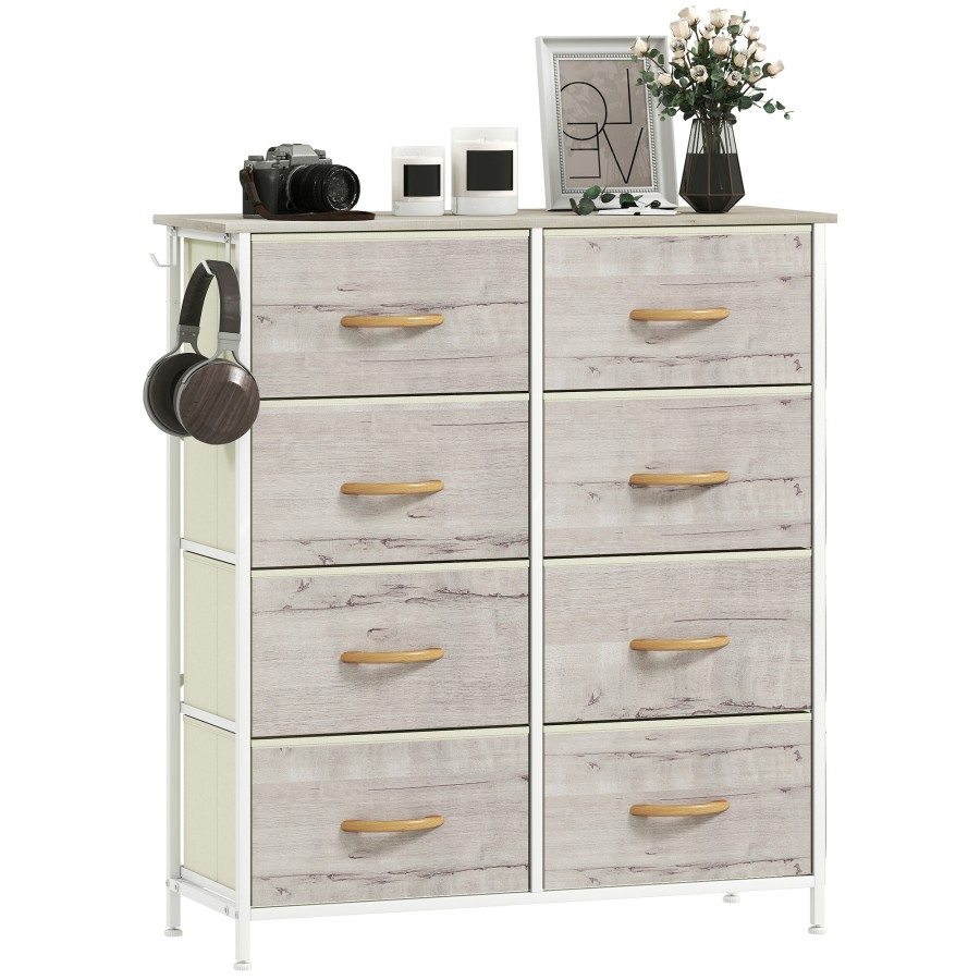 Click to view product details and reviews for Homcom Chest Of Drawers Double Dresser For Bedroom With 8 Fabric Drawers Tall Storage Unit With 4 Pockets 2 Hooks And Steel Frame For Living Room.