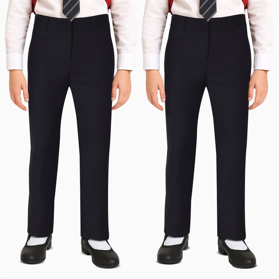 Click to view product details and reviews for Kids 2 Pack Girls Pants Plain School Uniform Pull Up Regular Fit School Trousers 11 12 Years Black.
