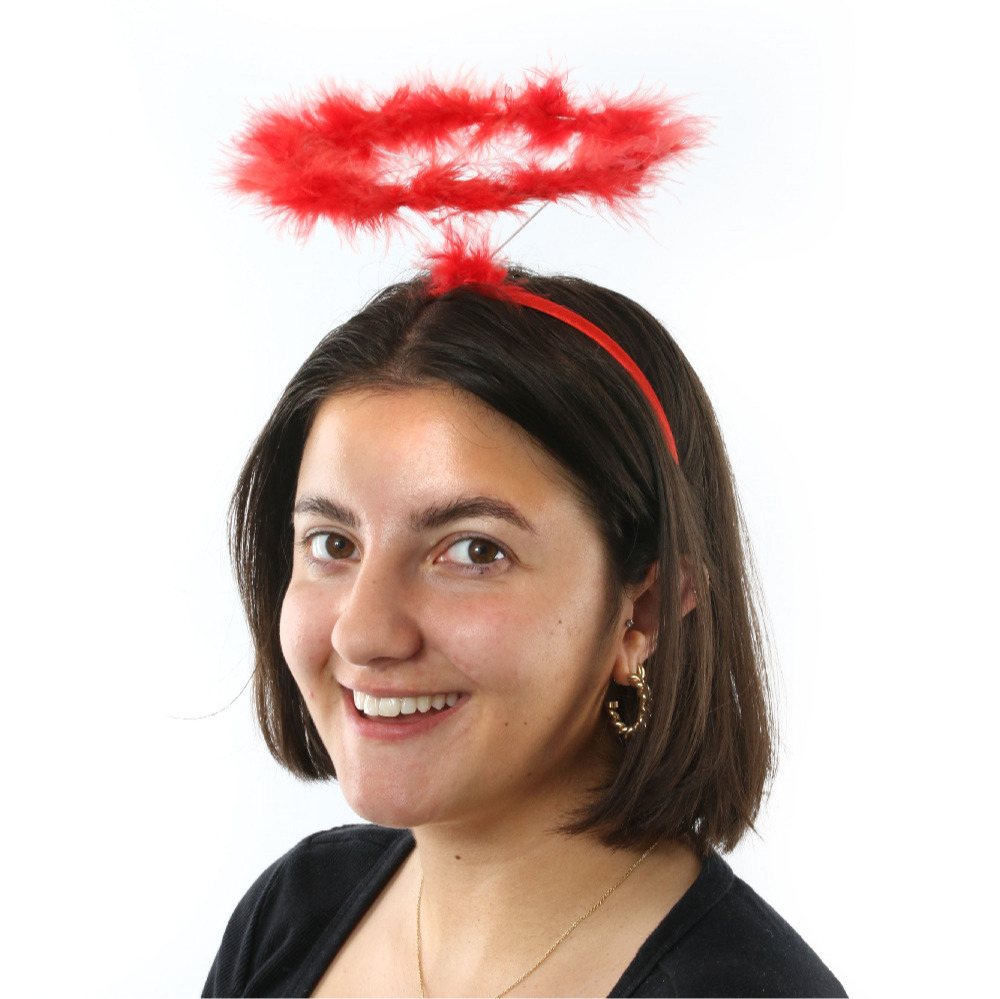 Feathered Red Devil Halo Headband Accessory