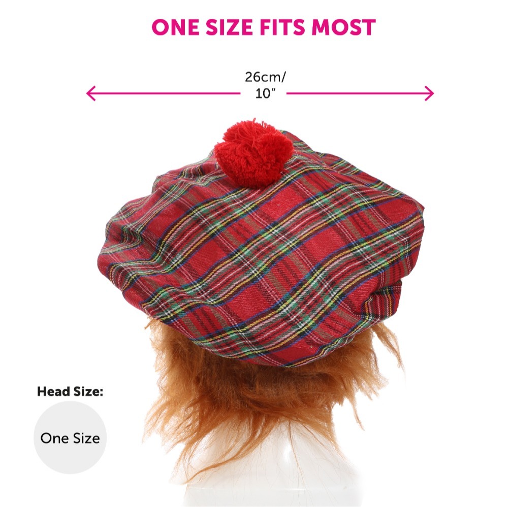 Adults Red Tartan Kilt with Sporran Pocket & Tam O Shanter