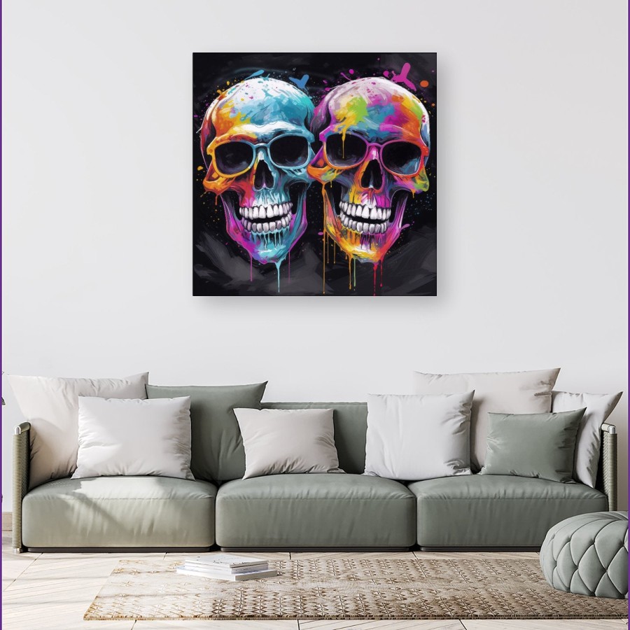 Click to view product details and reviews for Splashart Happy Skeletons In Glasses Canvas Extra Large 40 X 40.