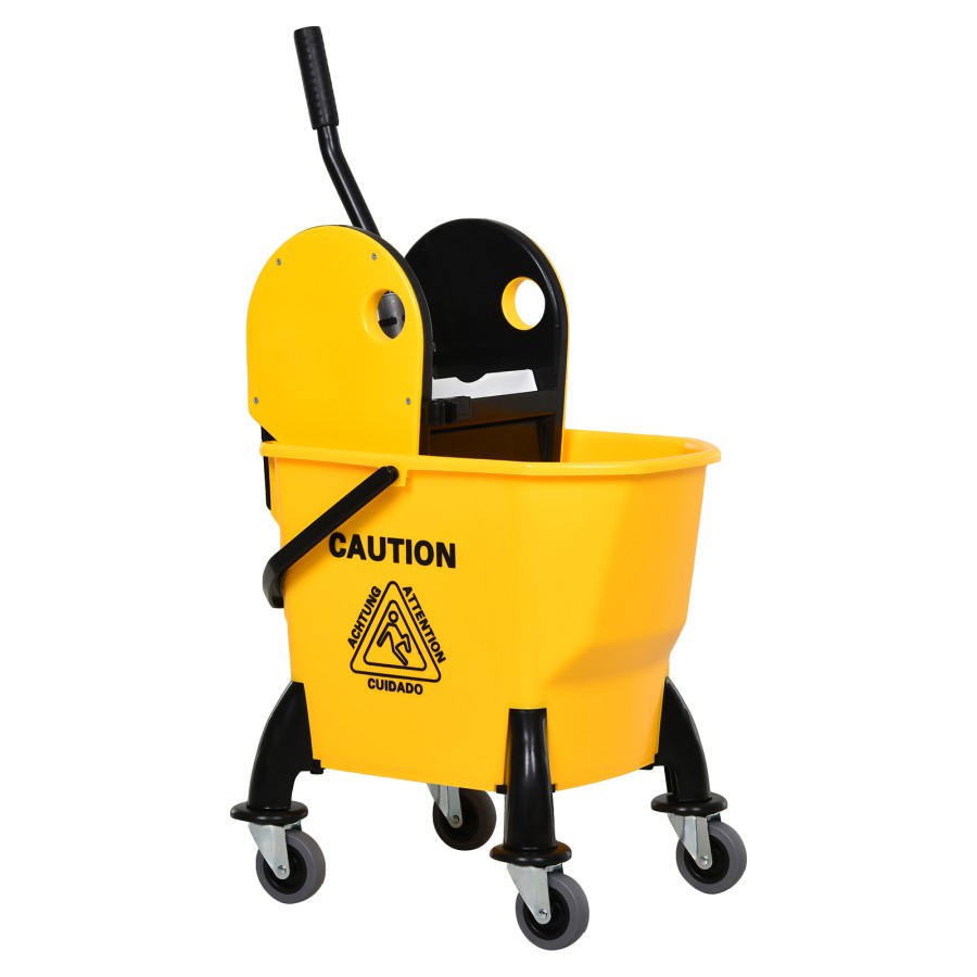 Click to view product details and reviews for Homcom 26l Mop Bucket Water Wringer 4 Wheels Plastic Body Metal Handle Yellow.