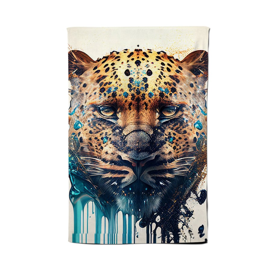 Click to view product details and reviews for Leapoard Face Splashart On Light Background Tea Towel.