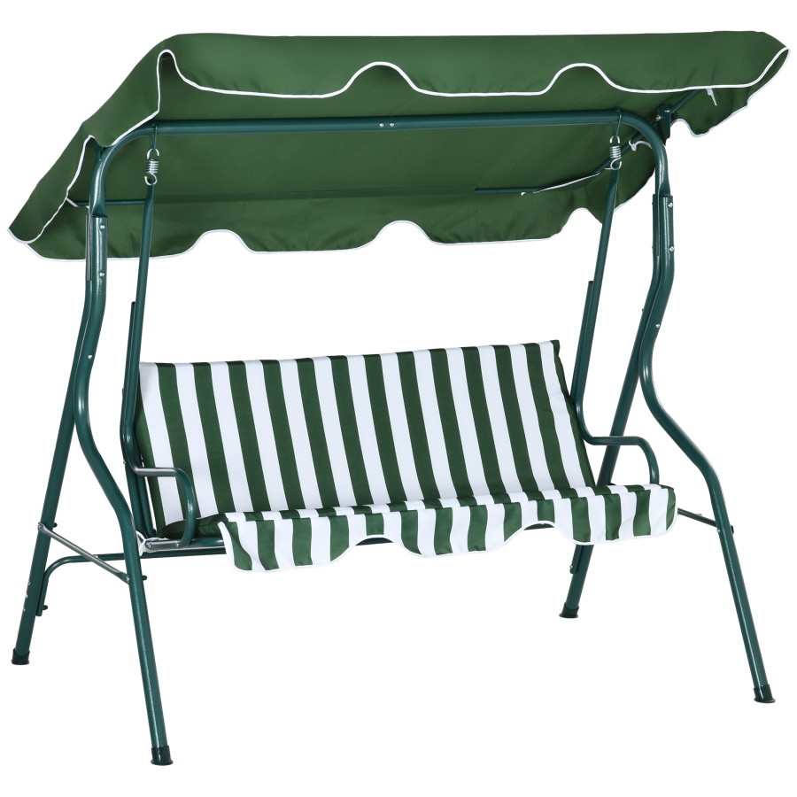 Click to view product details and reviews for Outsunny 3 Person Garden Swing Chair W Adjustable Canopy Green Stripes.