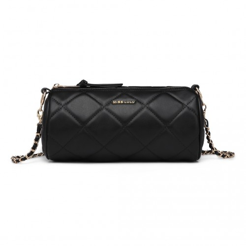 Click to view product details and reviews for Lb2241 Miss Lulu Cylindrical Lightweight Cross Body Bag Black.