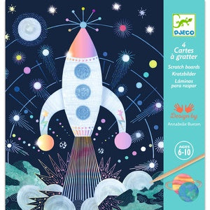 Click to view product details and reviews for Djeco Scratch Boards Craft Set Cosmic Mission.