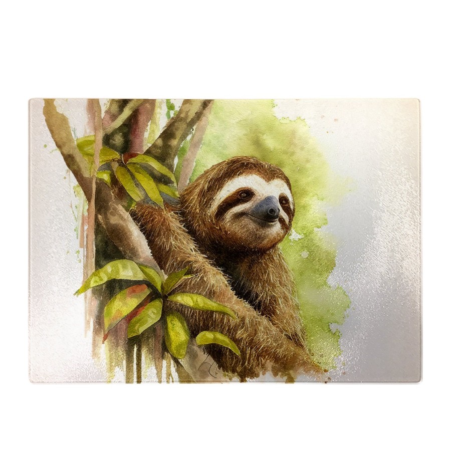 Click to view product details and reviews for Sloth Watercolour Glass Chopping Board.