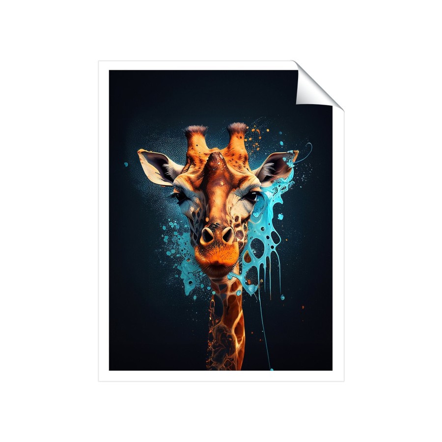 Click to view product details and reviews for Blue Giraffe Face Splashart Art Prints 8 X 10 No Frame.