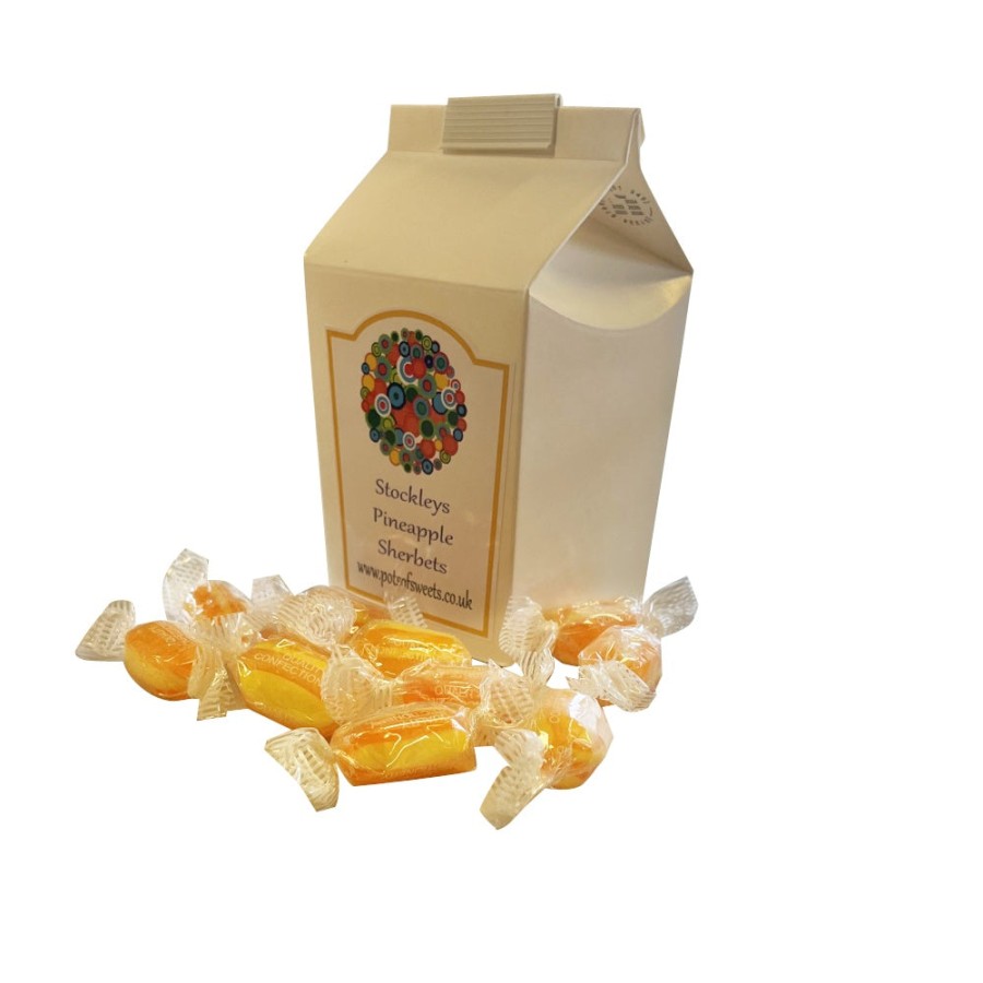 Click to view product details and reviews for 250g Carton Of Individually Stockleys Wrapped Sherbet Pineapple Sweets.