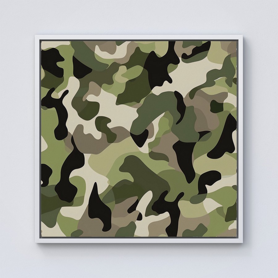 Click to view product details and reviews for Camouflage Design Framed Canvas 10 X 10 White.