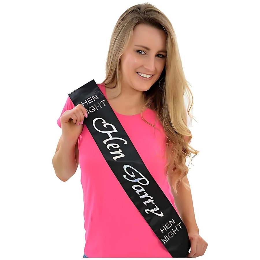 Click to view product details and reviews for Black Satin And Diamante Hen Party Sashes.