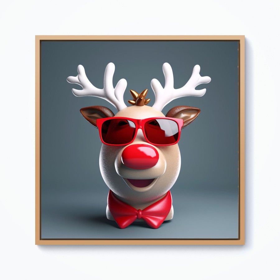 Click to view product details and reviews for Rudolph In Red Glasses Framed Canvas 10 X 10 Pine.