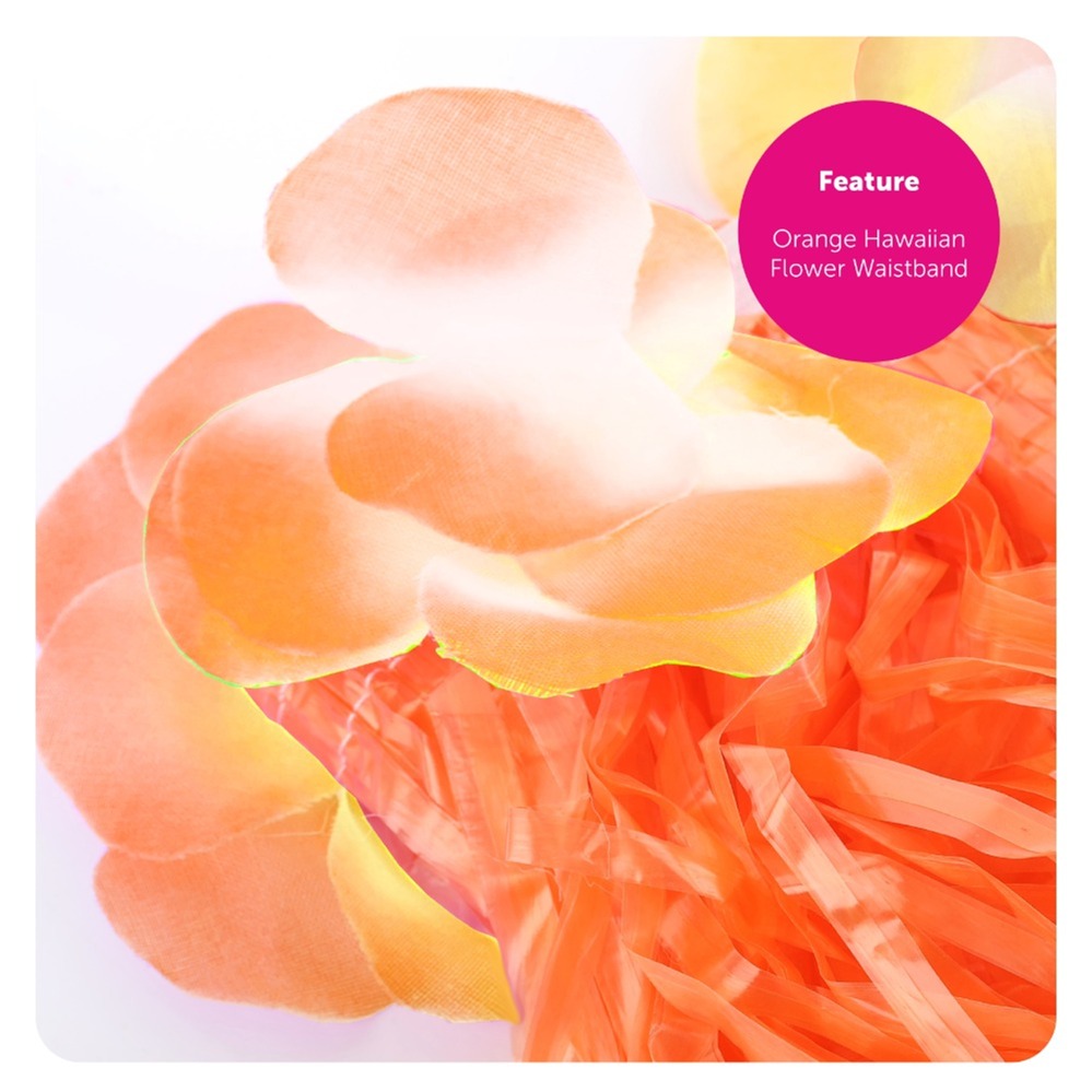 40cm Orange Short Hawaiian Hula Skirt with Orange Waistband