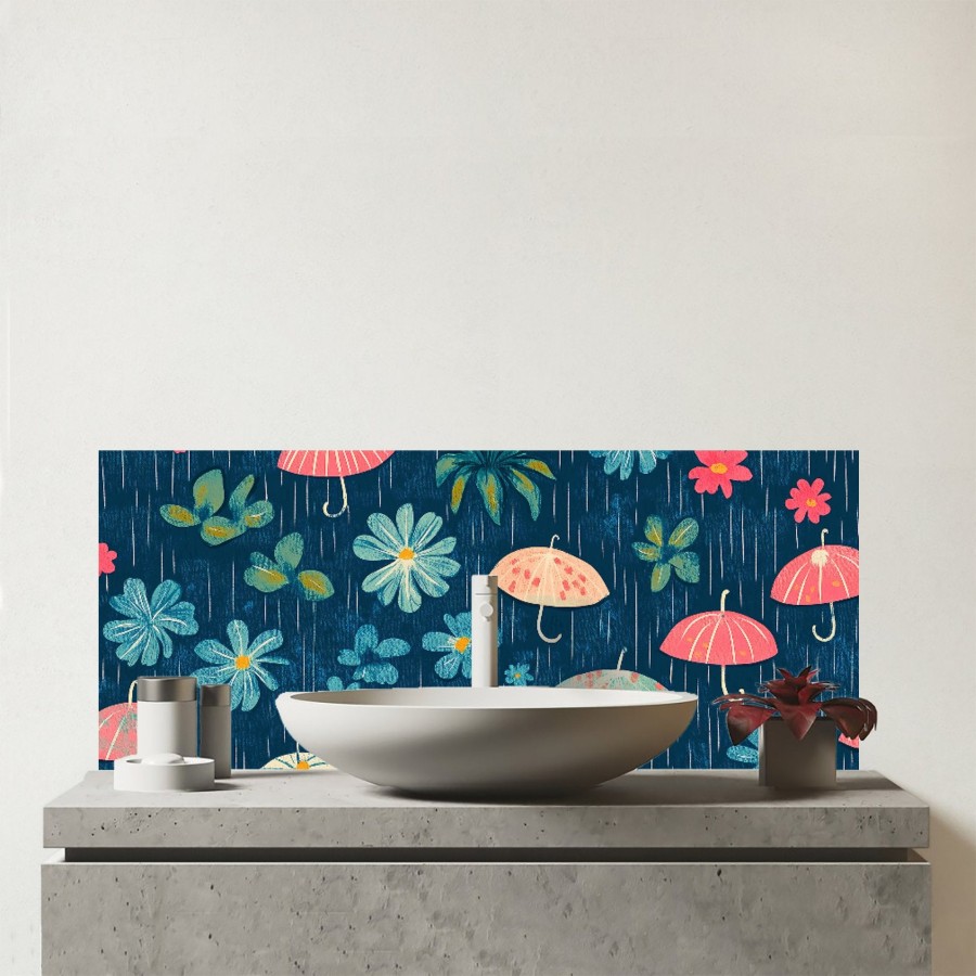 Click to view product details and reviews for Umbrellas In Spring Glass Bathroom Splashback.