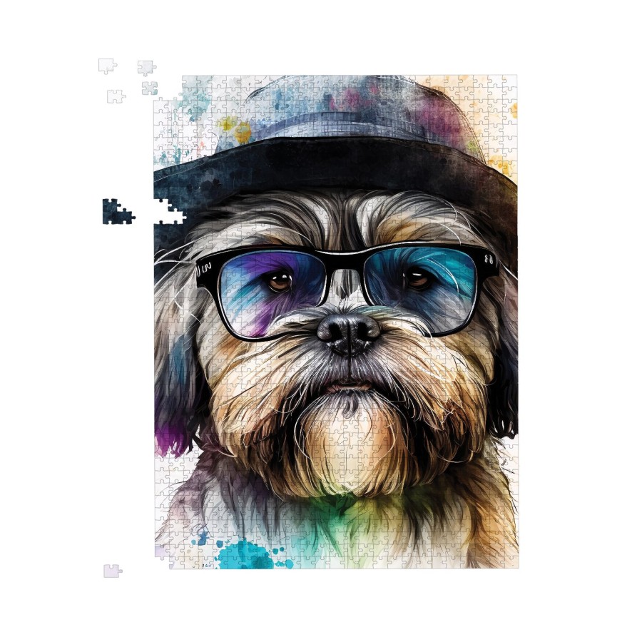 Click to view product details and reviews for Lhasa Apso Dog With Glasses Splashart Jigsaw Puzzle 1000 Piece.