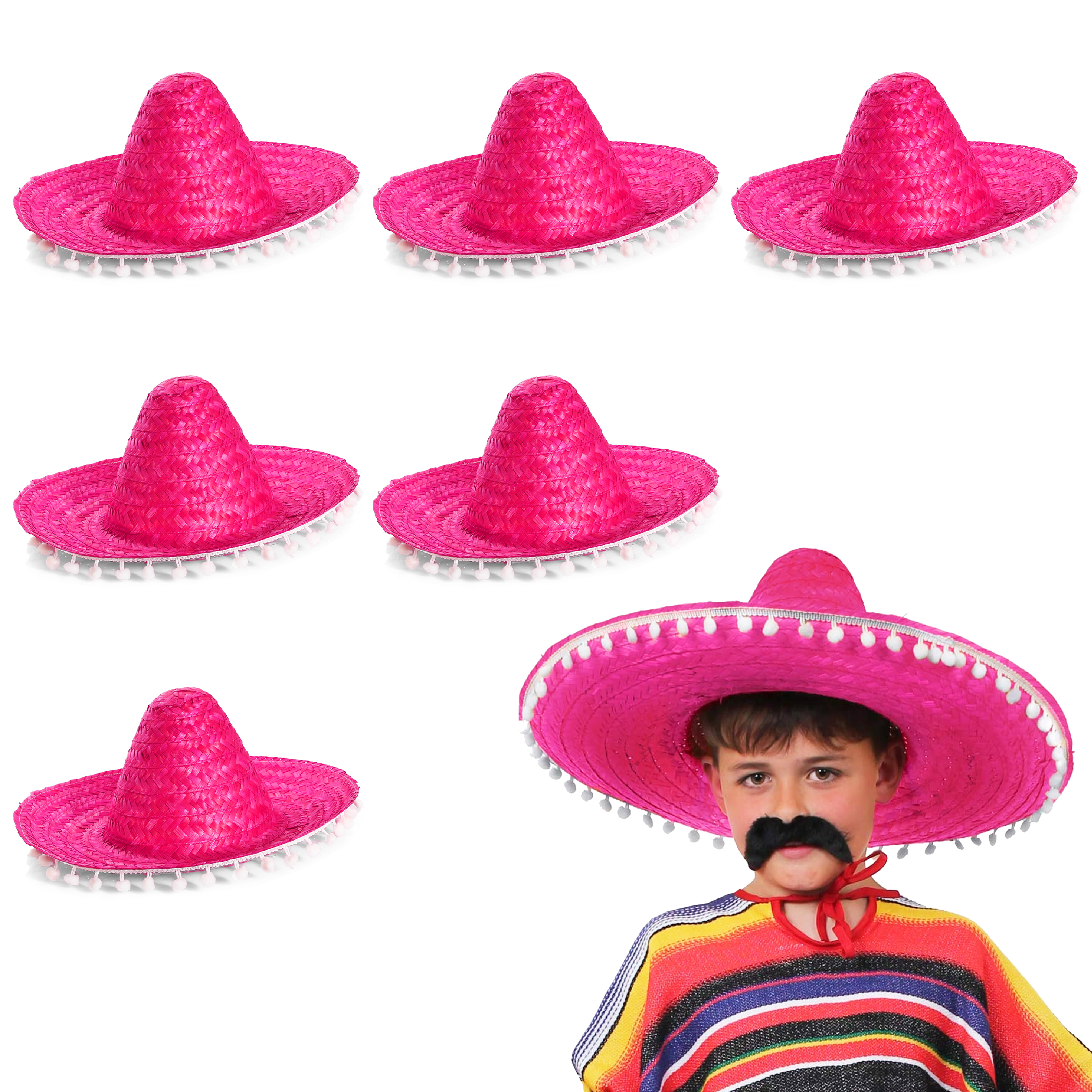 Click to view product details and reviews for Kids Pink Sombrero For Fun Dress Up Pack Of 6.