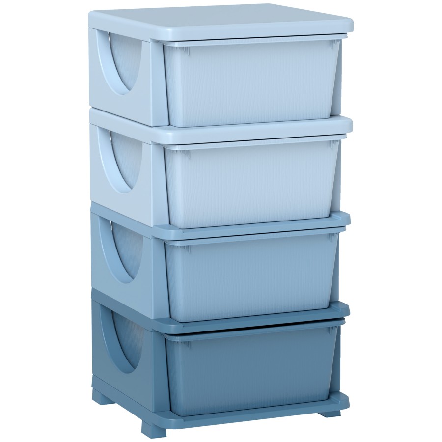 Click to view product details and reviews for Homcom Kids Storage Units With 4 Drawers 4 Tier Chest Vertical Dresser Tower Toy Organiser For Nursery Playroom Kindergarten Blue.