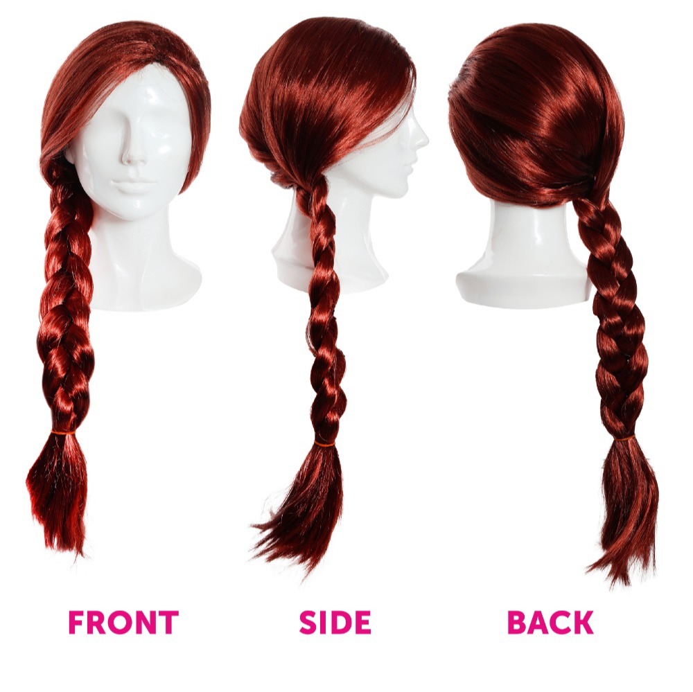 Adults Rebel Girl Costume Set | 4 Pcs | Plait Wig, Cat Ears, Thick Tail & Lantern