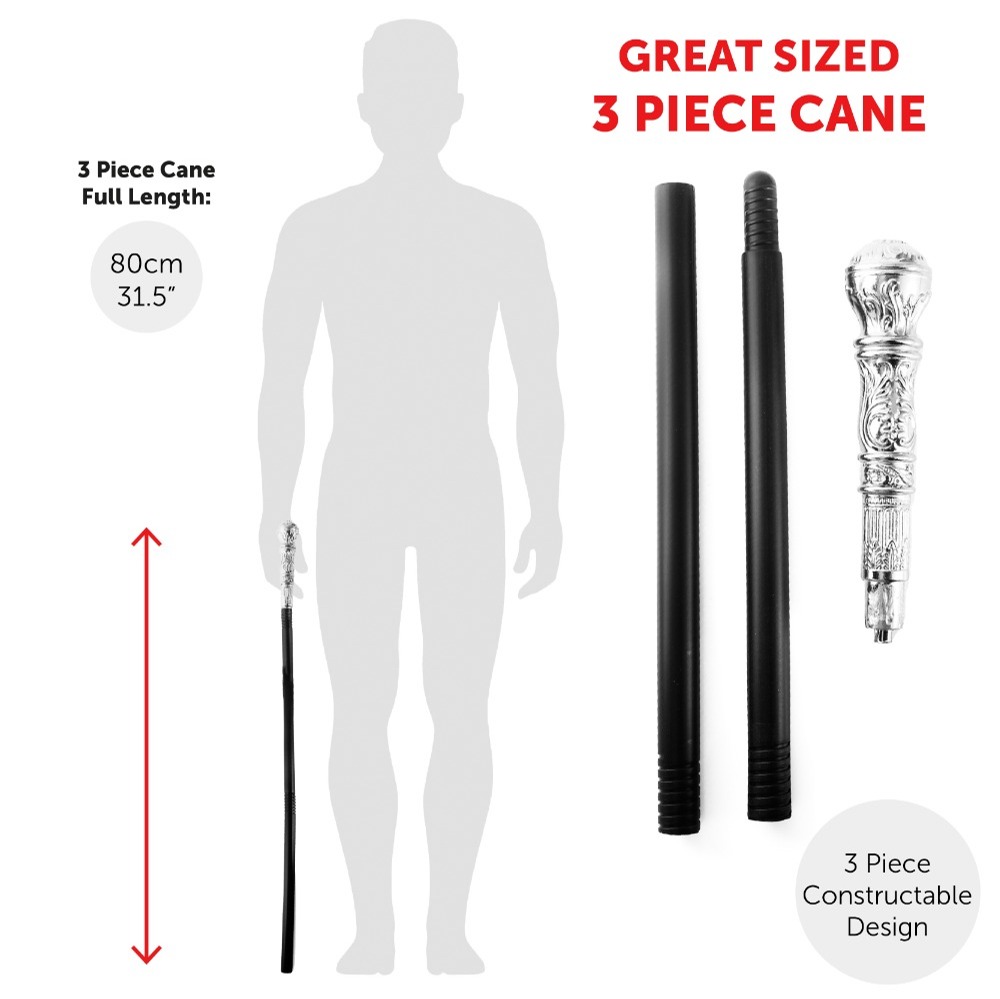 Adults Funny 90's Rapper Accessory Set - Top Hat, Beanie, Glasses, Goatee, Chain and Cane